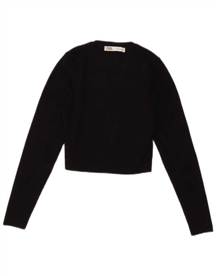 Zara Damen Crop Top UK 14 Große schwarze Viskose