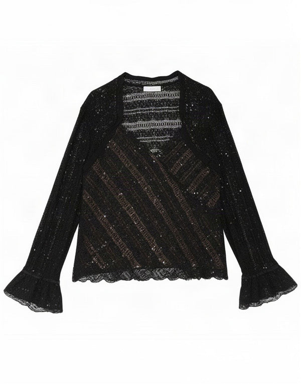 Joseph Ribkoff Damen Langarm-Blusenoberteil, durchsichtig, UK 18, XL, Schwarz