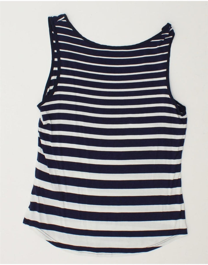 OASIS Womens Vest Top UK 10 Small Navy Blue Striped Viscose Vintage Oasis and Second-Hand Oasis from Messina Hembry 