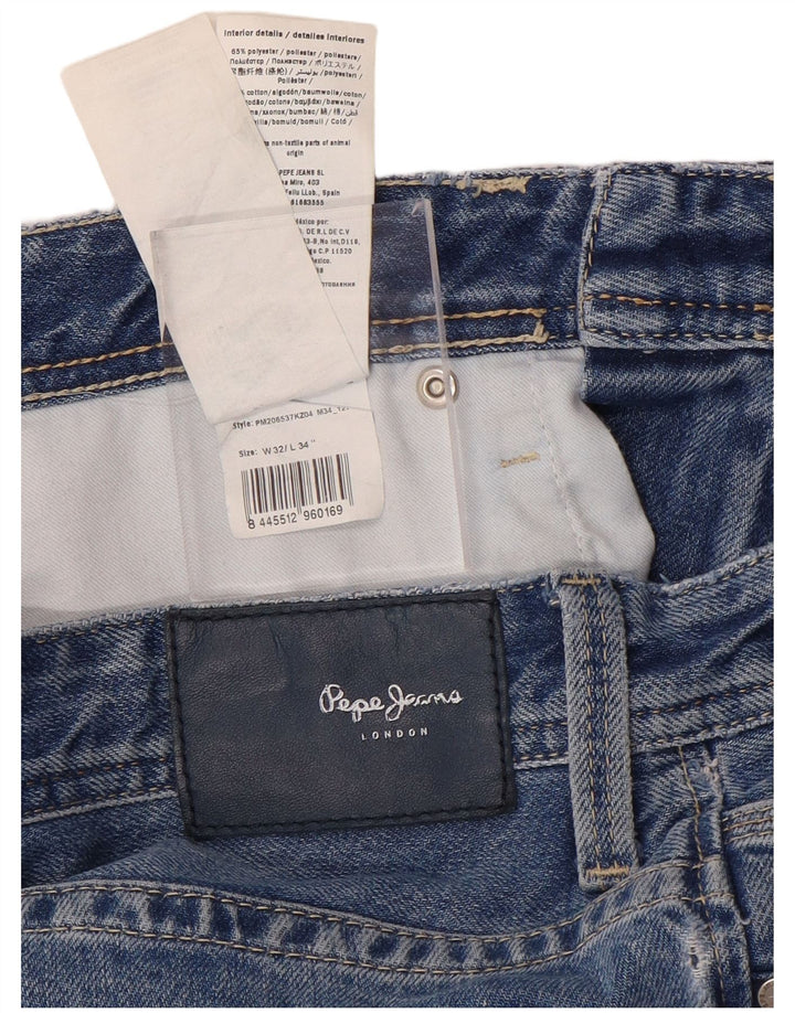 PEPE JEANS Damen Straight Jeans W32 L34 Blaue Baumwolle