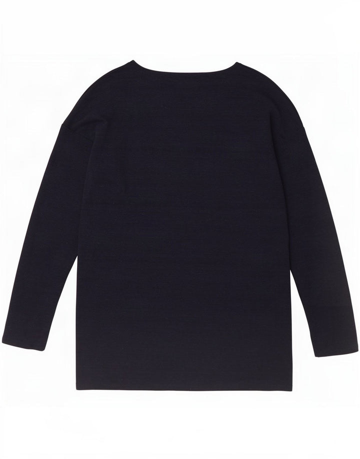 Marks & Spencer Damen Top Langarm UK 14 Large Marineblau Polyester