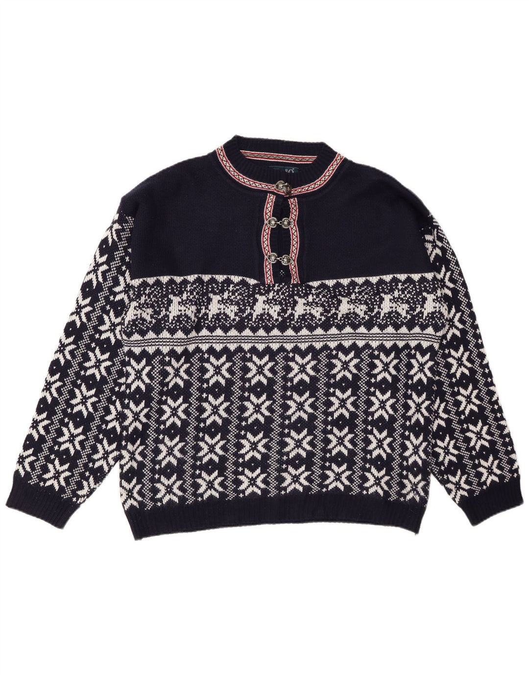 CENTRO MAGLIA Damen-Pullover mit Knopfkragen, Gr. 14, mittleres Marineblau