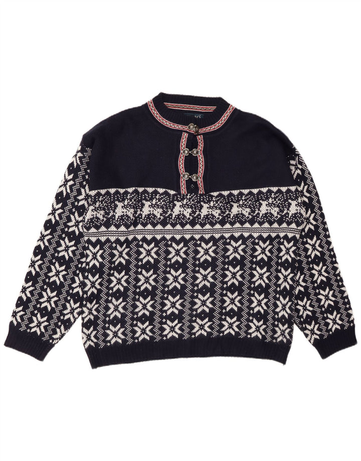 CENTRO MAGLIA Damen-Pullover mit Knopfkragen, Gr. 14, mittleres Marineblau