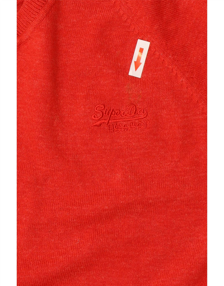 Superdry Herren-Pullover mit V-Ausschnitt, XL, rote Baumwolle