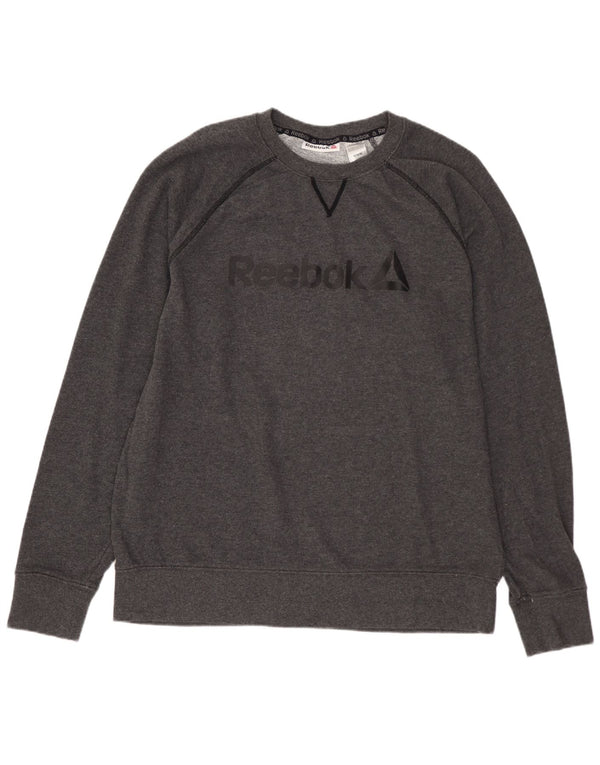 REEBOK Herren Grafik-Sweatshirt-Pullover aus mittelgrauer Baumwolle