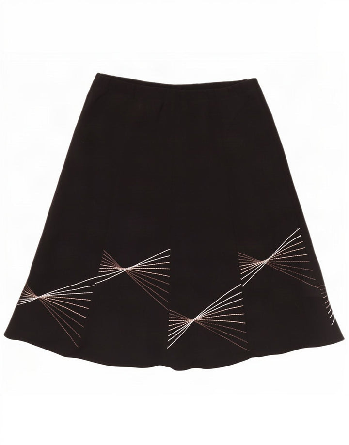Marks & Spencer Damen-Rock in A-Linie mit abstraktem Muster, Gr. 40, Größe L, W40, Schwarz
