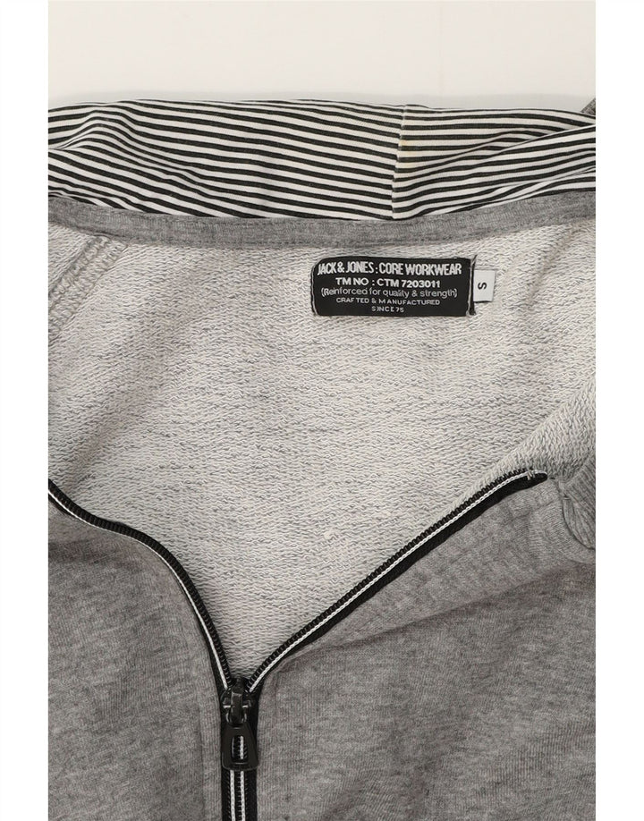 JACK & JONES Herren-Kapuzenpullover mit grafischem Reißverschluss, klein, grau meliert