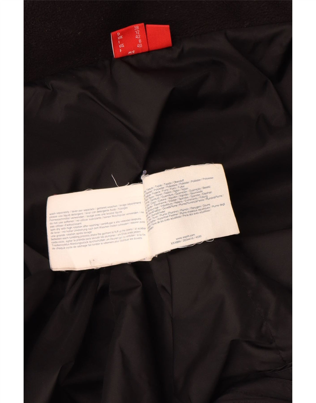 Esprit Womens Hooded Wattierter Mantel UK 12 Medium Schwarz Polyester