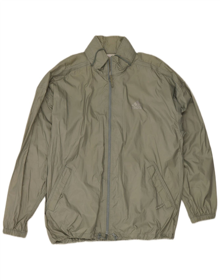 Adidas Herren-Regenjacke mit Kapuze, UK 42/44, großes grünes Polyamid