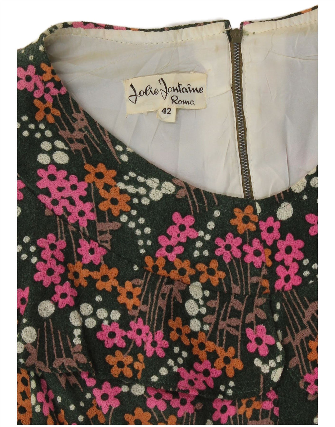 Vintage Damen Maxikleid IT 42 Mittelgrün geblümt