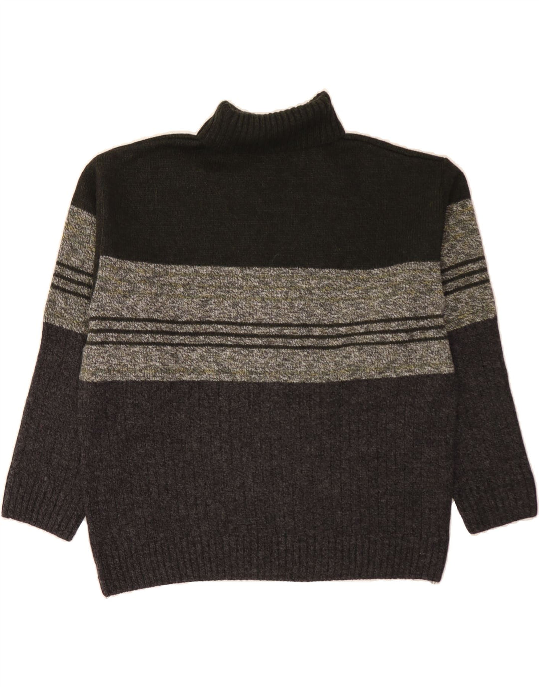 VINTAGE Rollkragenpullover für Herren, groß, Khaki, gestreift, Acryl