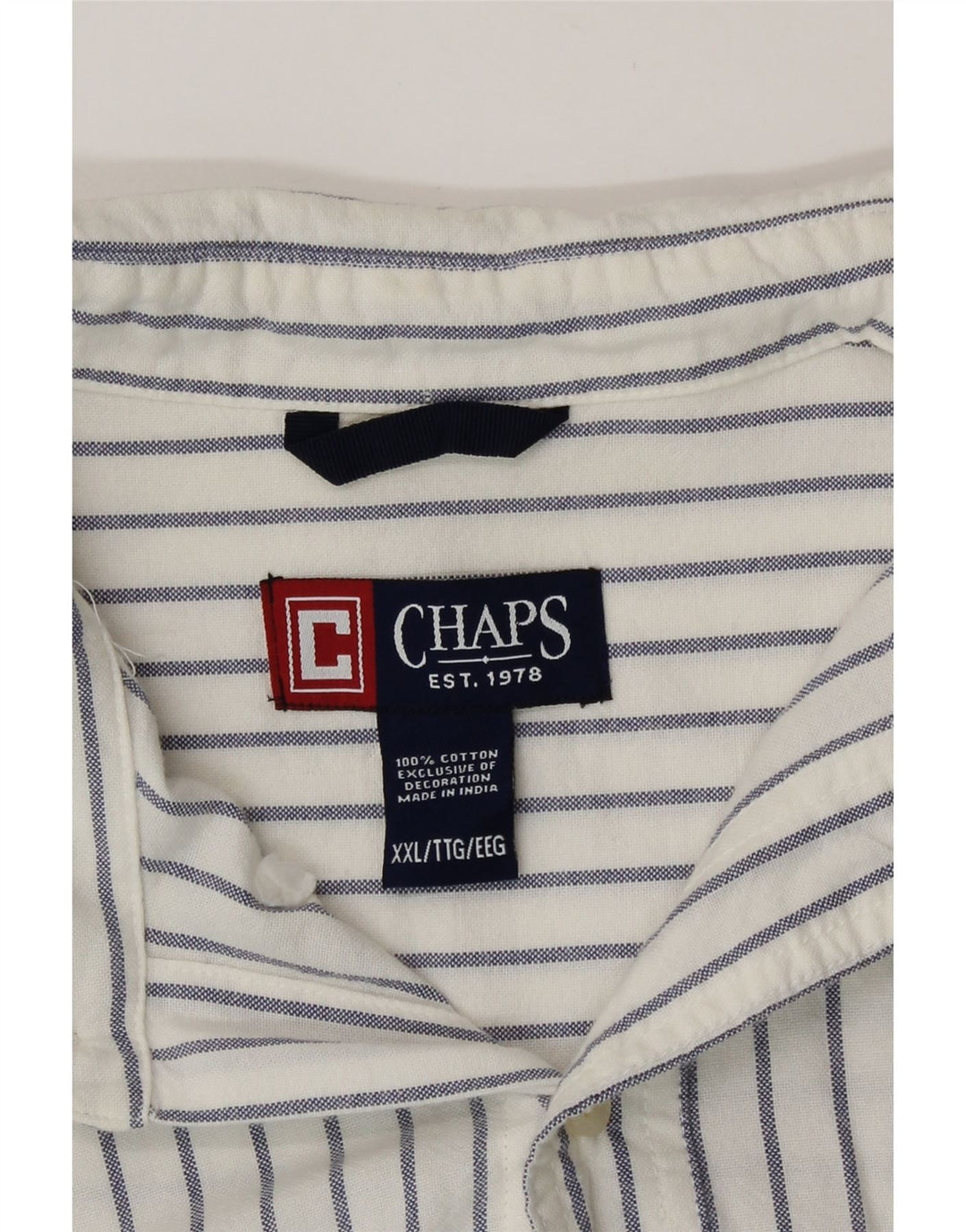 Chaps Herrenhemd 2XL, weiße Nadelstreifen-Baumwolle