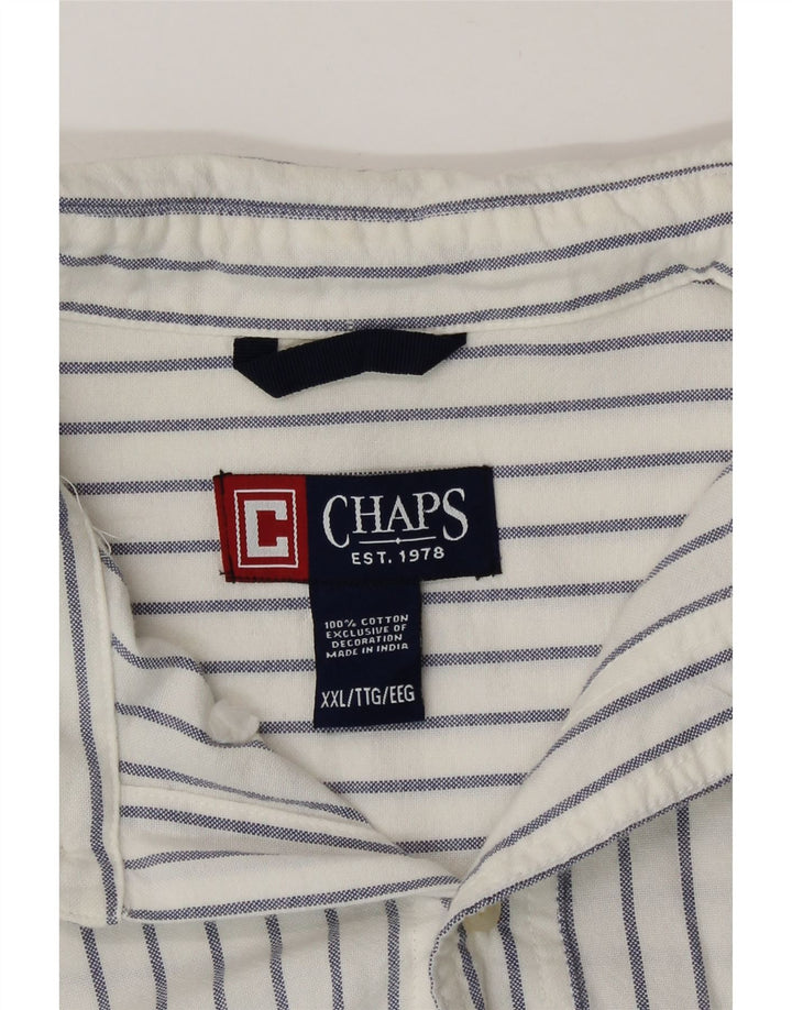 Chaps Herrenhemd 2XL, weiße Nadelstreifen-Baumwolle
