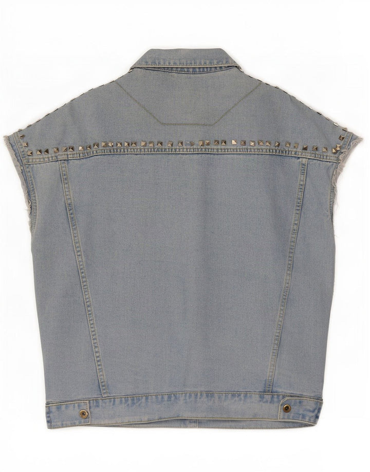 Vintage Damen Kurzarm Jeansjacke UK 16 Large Blau