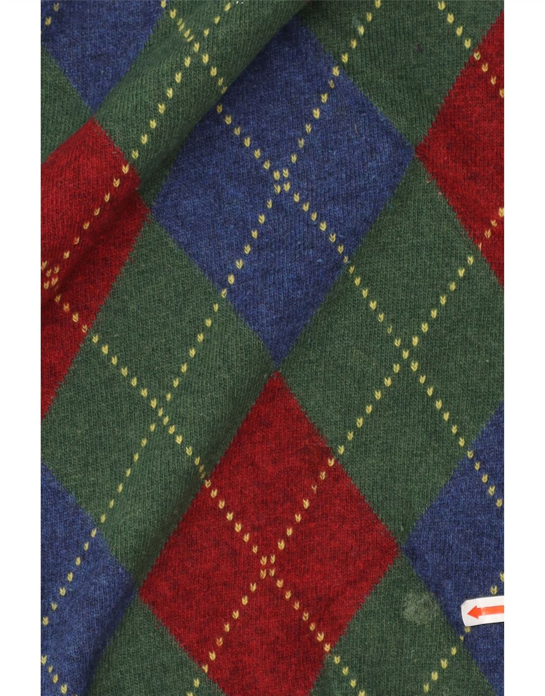 BENETTON Herren-Pullover mit V-Ausschnitt, mittelgrüne Argyle-/Diamond-Wolle