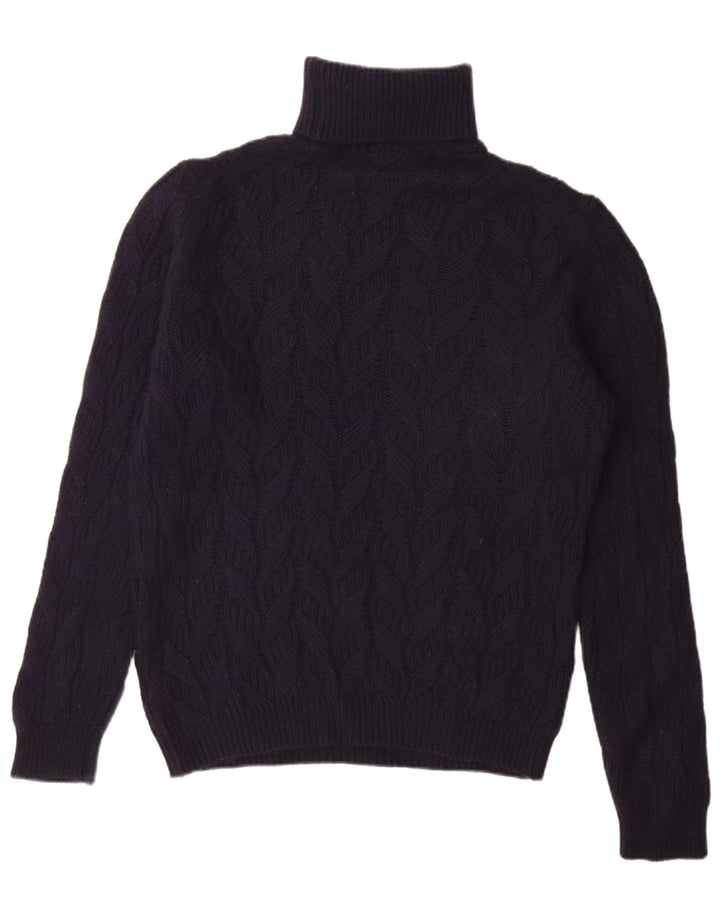 Massimo Dutti Herren-Pullover mit Rollkragen, groß, marineblaue Wolle