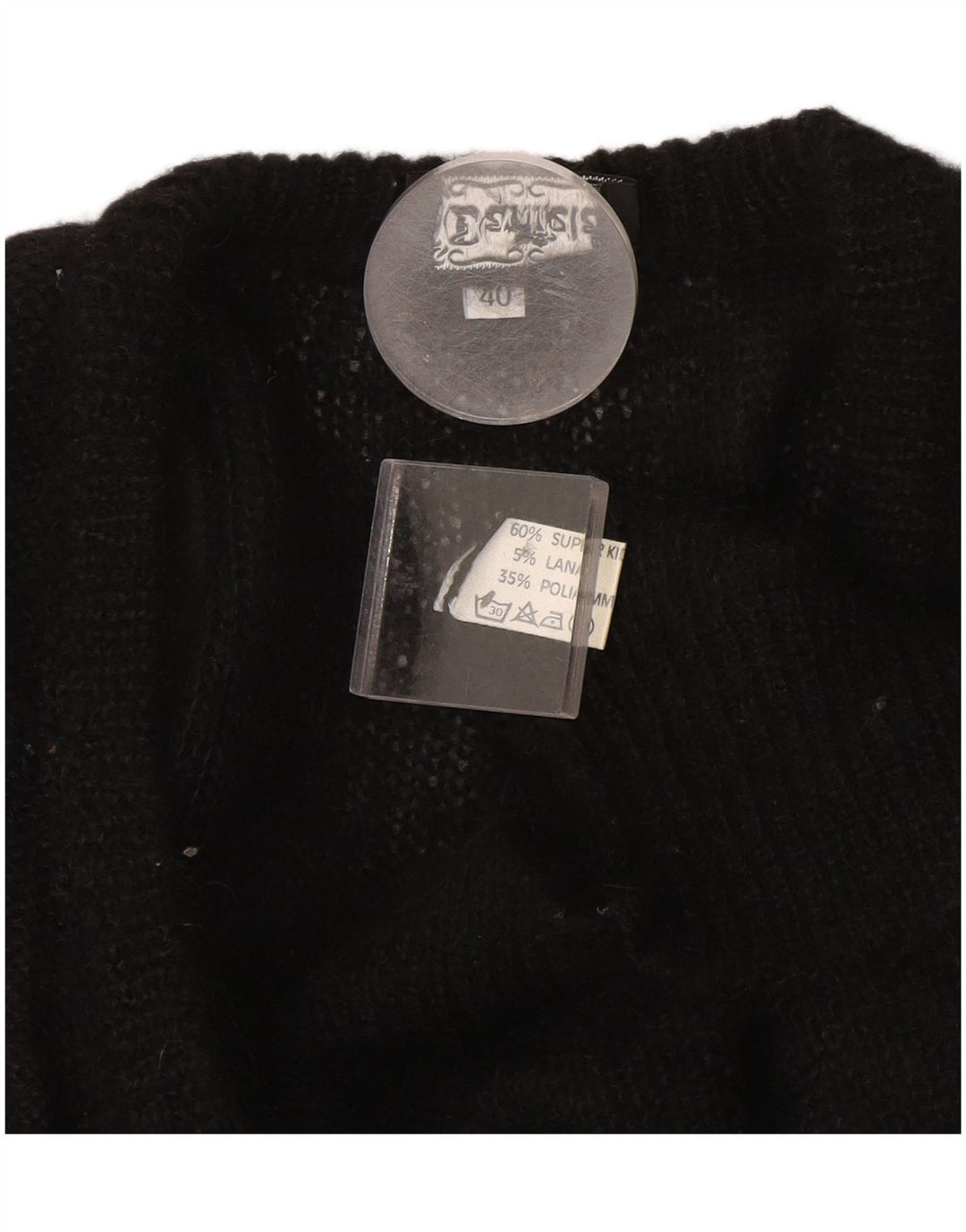 Vintage Damen Cardigan Pullover EU 40 Medium Schwarz Mohair