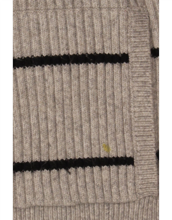 Marks & Spencer Damen-Pullover mit Kapuze, UK 14, Mittelgrau gestreift