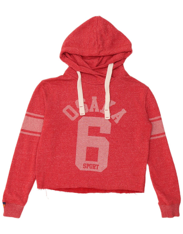 Superdry Damen Osaka Graphic Übergroßer Kapuzenpullover UK 10 Small Rot