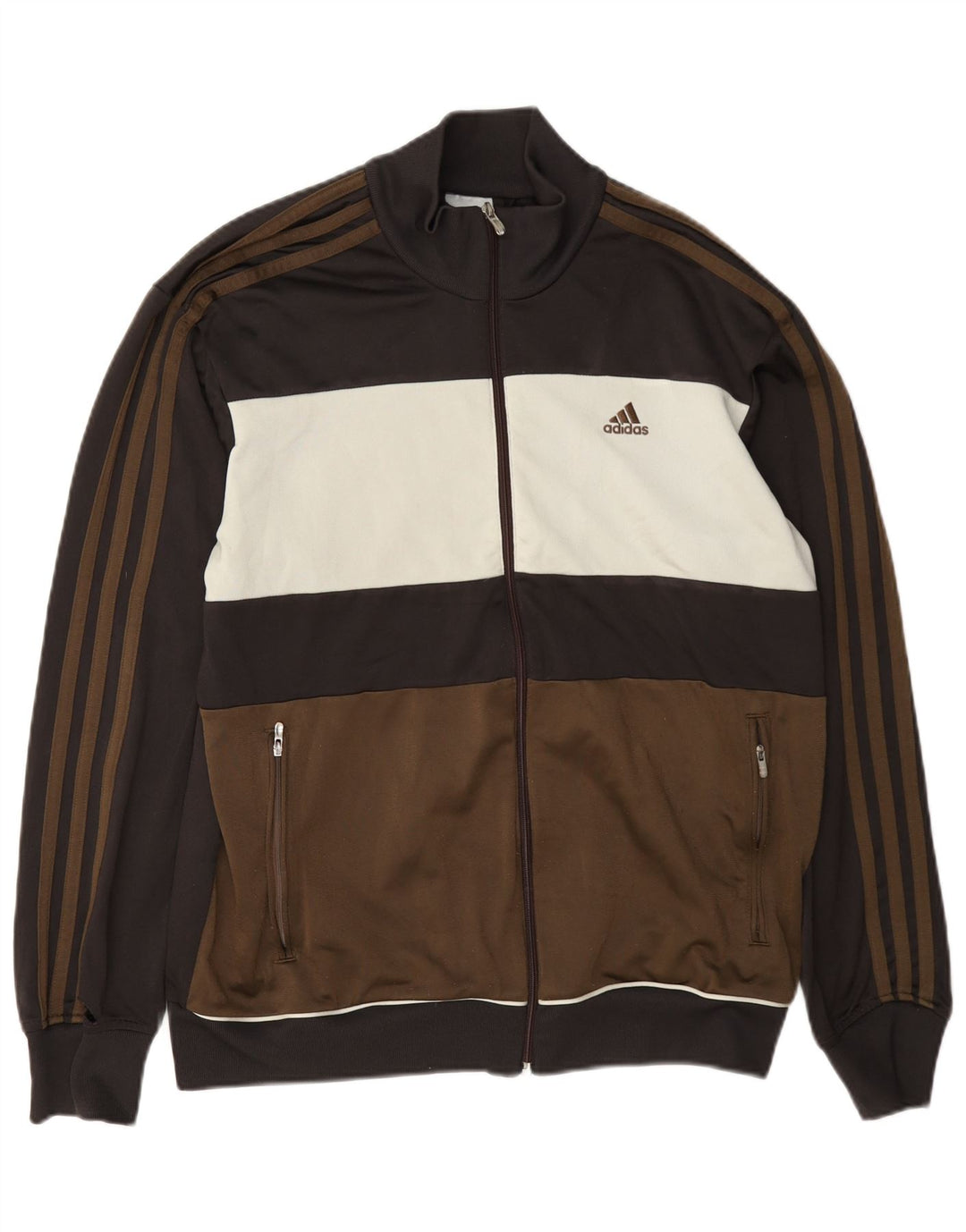 Adidas Herren-Trainingsanzugoberteil, mittelbraunes Farbblock-Polyester