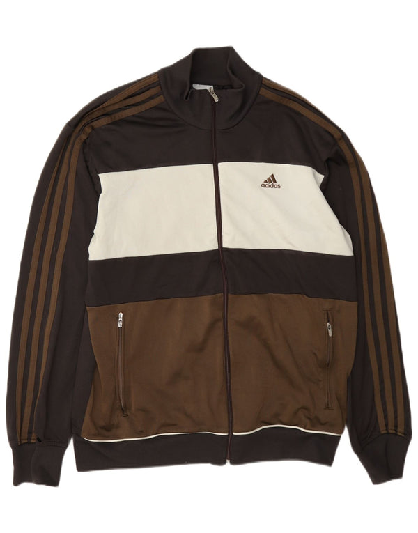 Adidas Herren-Trainingsanzugoberteil, mittelbraunes Farbblock-Polyester