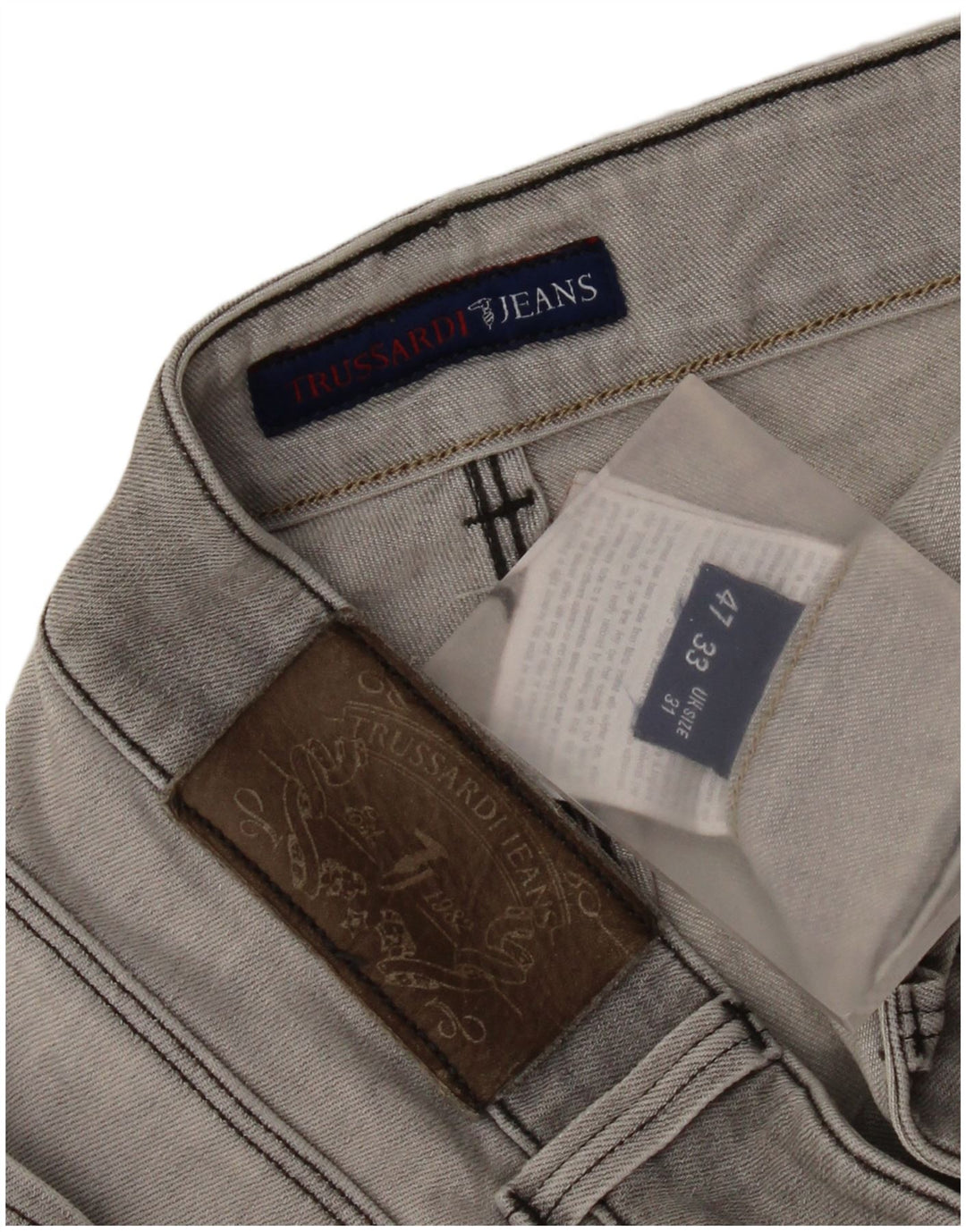 Trussardi Herren Slim Jeans W31 L33 Graue Baumwolle