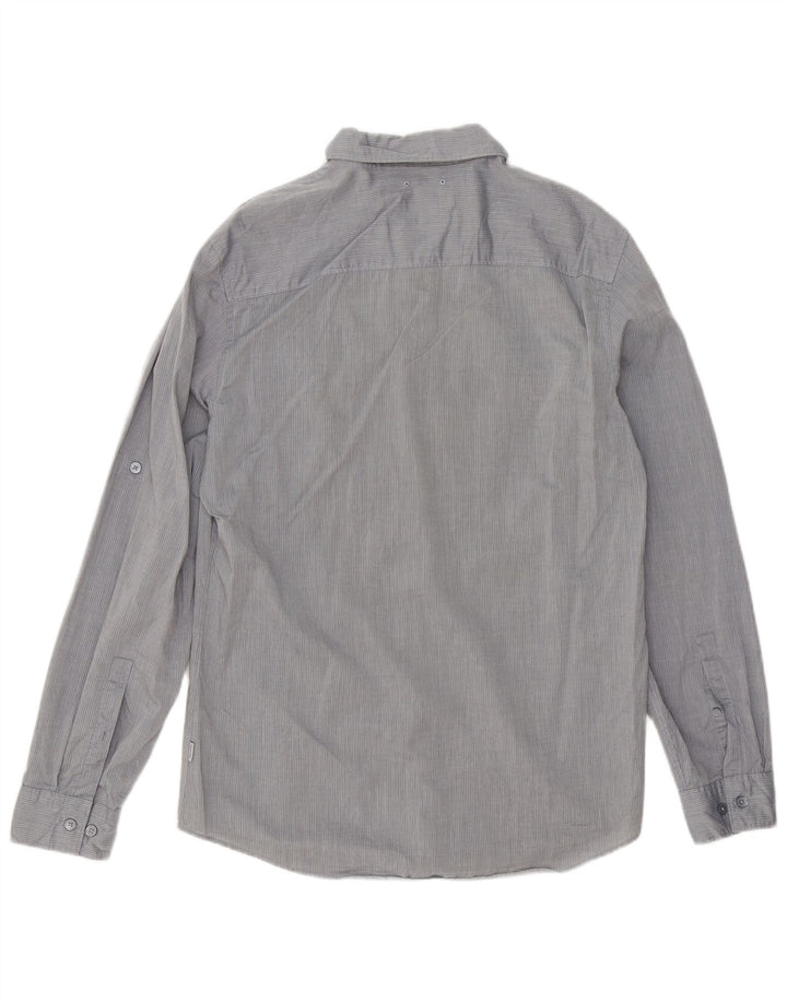 Calvin Klein Herren-Slim-Fit-Hemd aus mittelgrauer Nadelstreifen-Baumwolle
