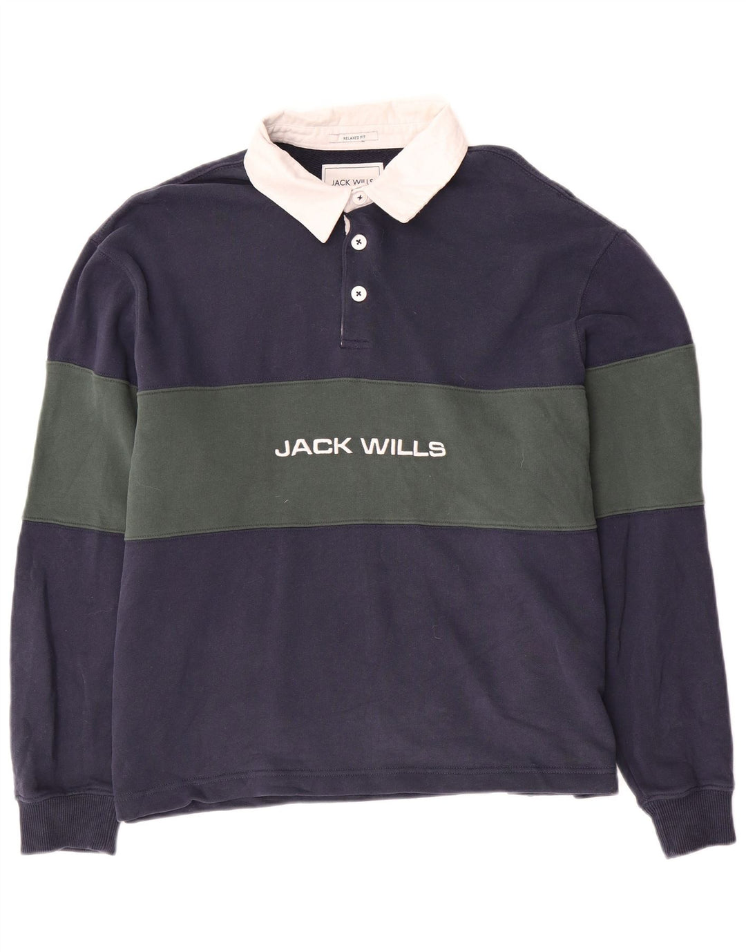 JACK WILLS Herren-Rugby-Poloshirt mit Grafik XL, Marineblau, Farbblock