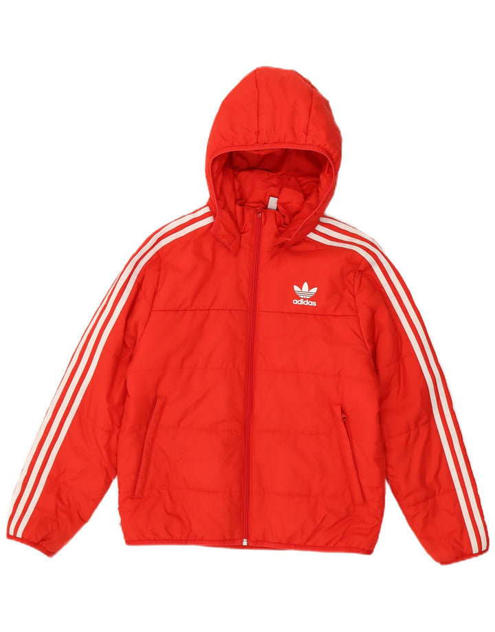 ADIDAS Wattierte Jacke mit Kapuze für Jungen, 11–12 Jahre, rotes Polyester