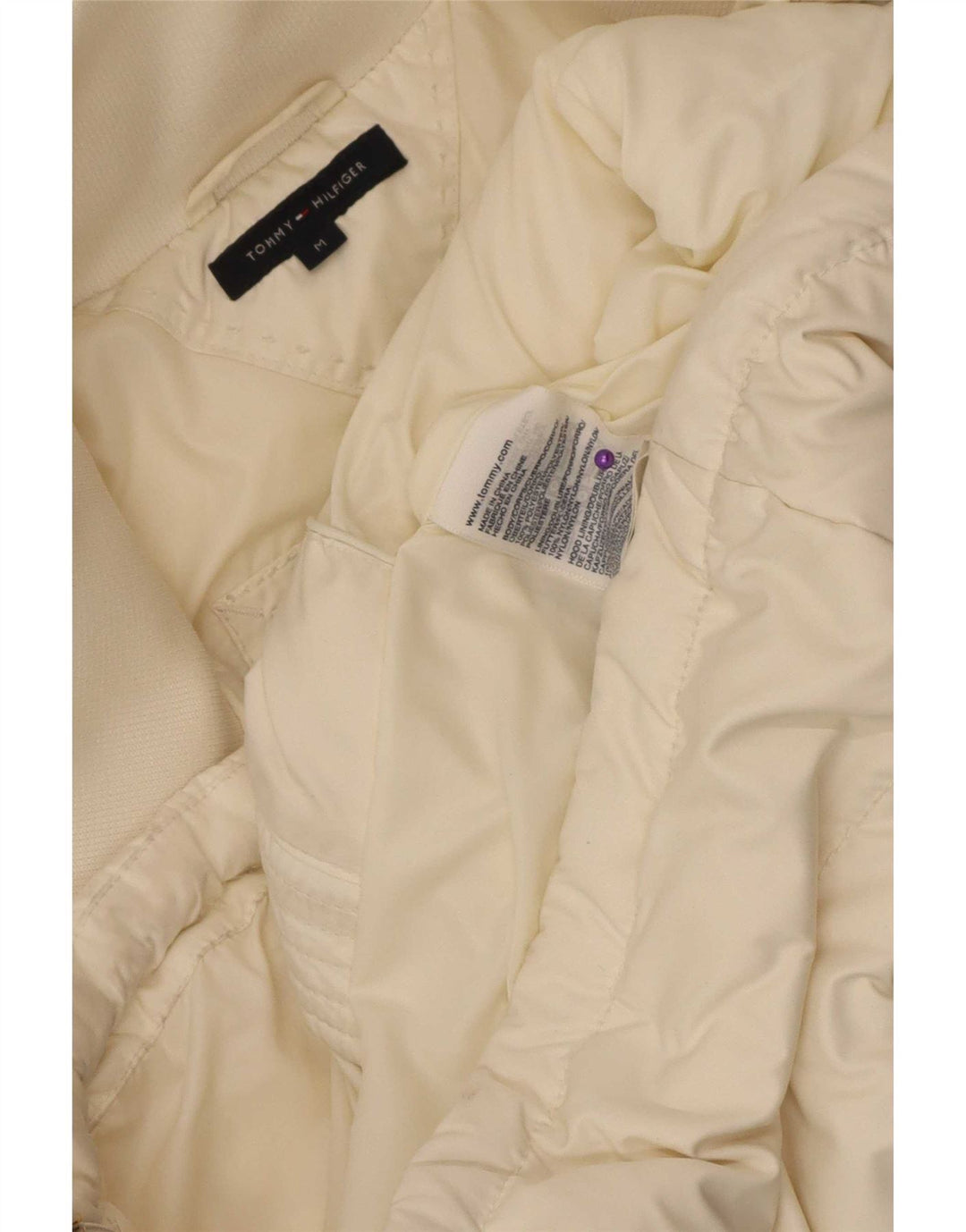Tommy Hilfiger Damen Wattierte Jacke UK 14 Medium Off White Polyester