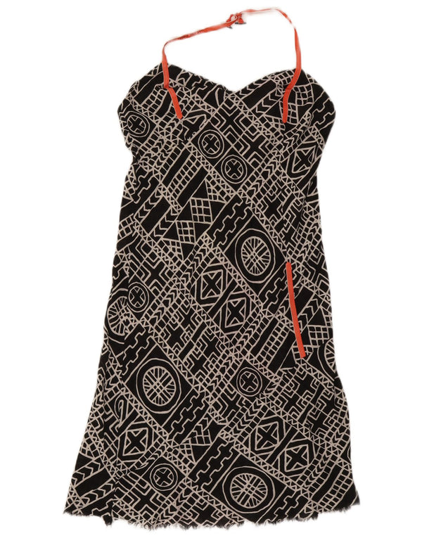 Diesel Damen Neckholder-Kleid UK 12 Mittelschwarze geometrische Baumwolle