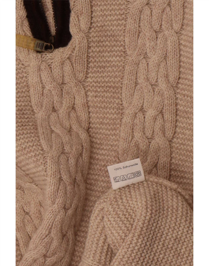 Vintage Herren-Pullover mit Reißverschluss am Hals, große beige Colourblock-Wolle