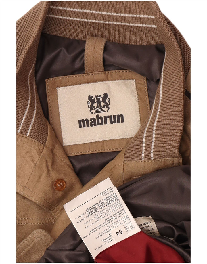 Mabrun Herren Leder Bomberjacke IT 54 2XL Braunes Leder
