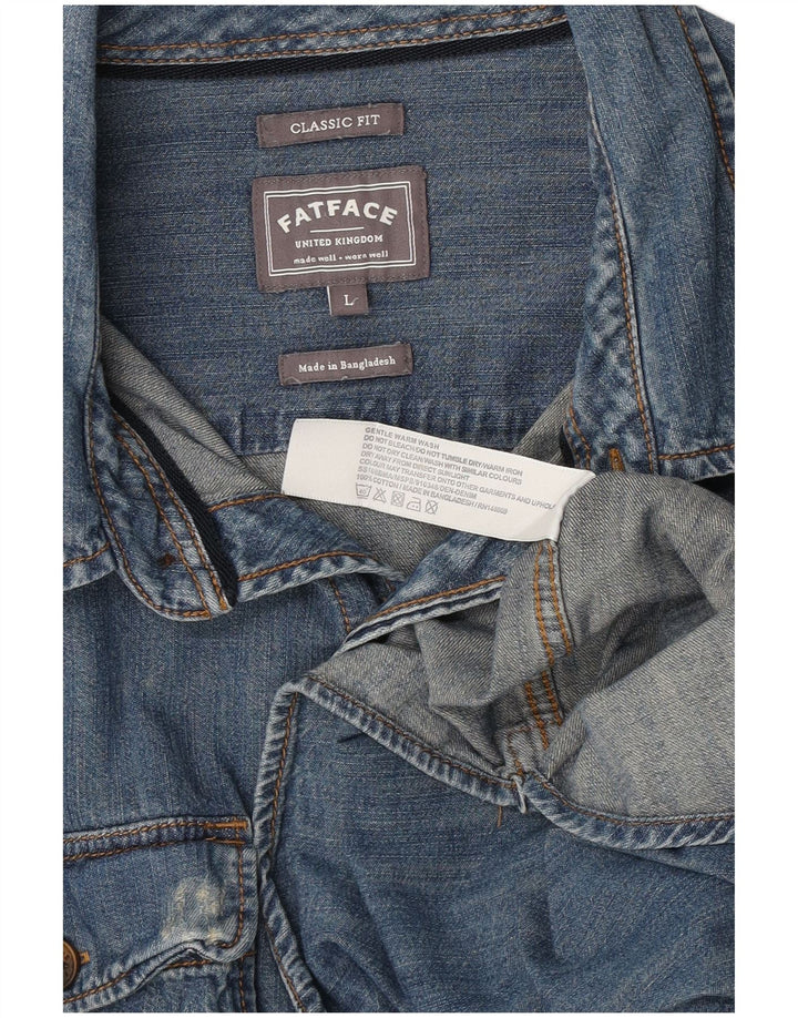 Fat Face Herren-Jeanshemd mit klassischer Passform, große blaue Baumwolle