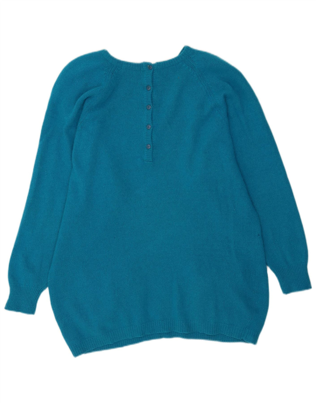 Vintage Damen Longline Übergroßer Pullover mit Rundhalsausschnitt UK 10 Klein Blau