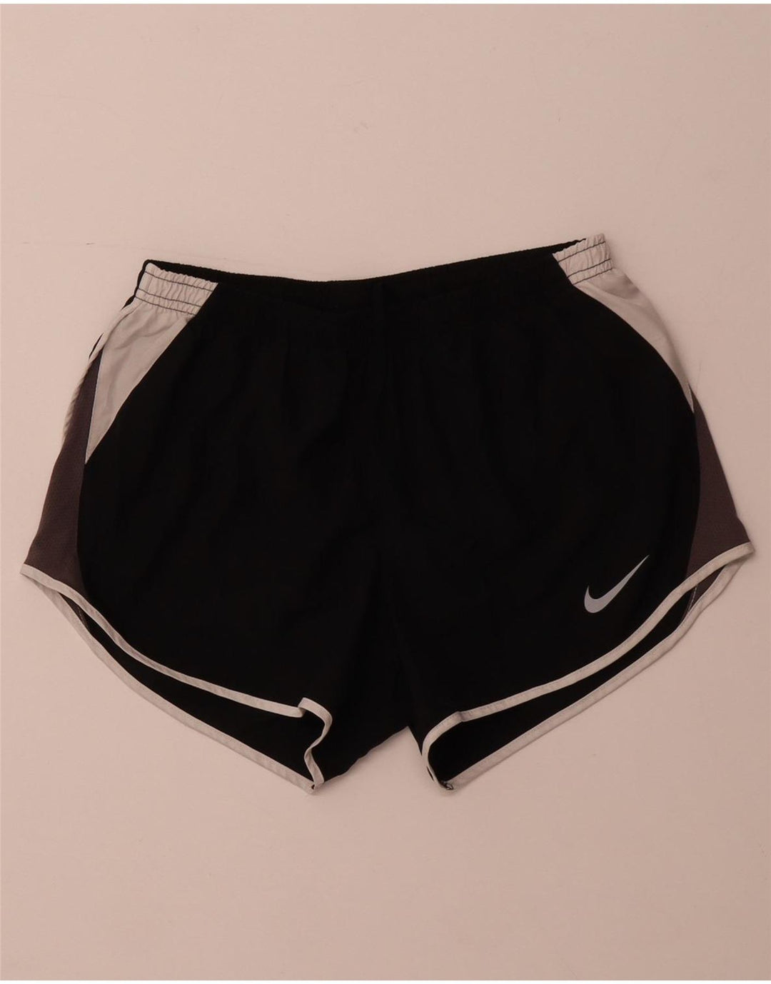 NIKE Damen Dri Fit Sportshorts UK 8 Small Schwarzes Colourblock-Polyester