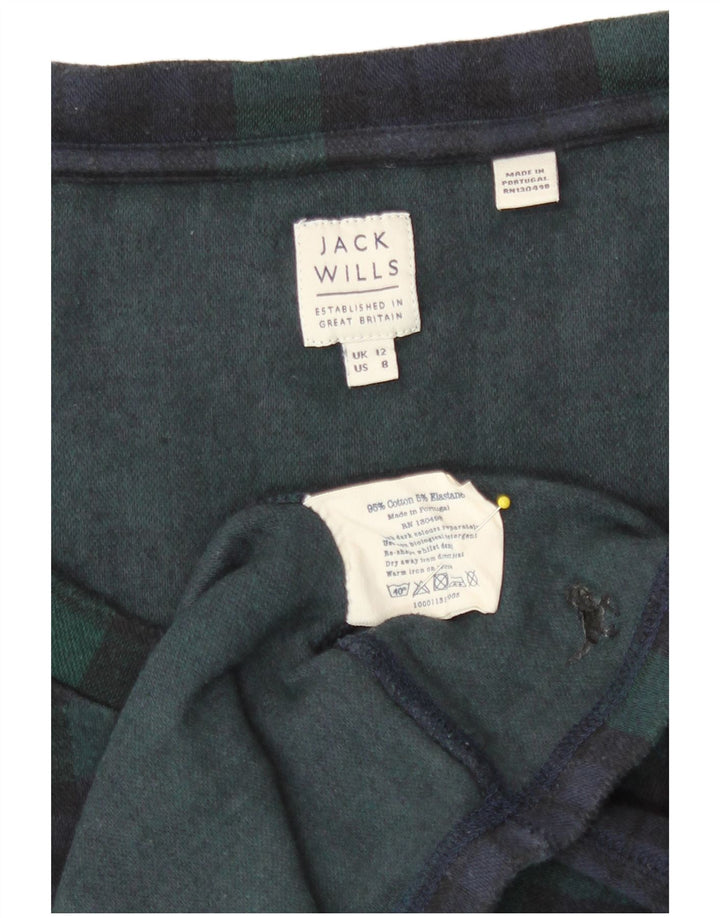 Jack Wills Damen-Oberteil, langärmlig, UK 12, mittelgrün, kariert, Baumwolle