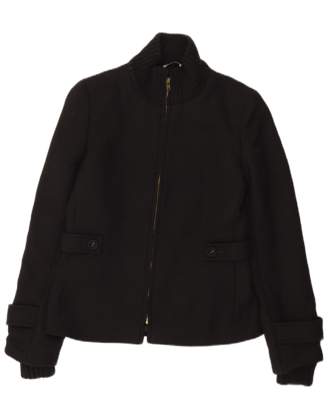 Vintage Damen Bomberjacke UK 10 Kleine schwarze Wolle