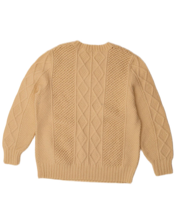 Vintage Damen V-Ausschnitt Pullover Pullover UK 14 Large Beige
