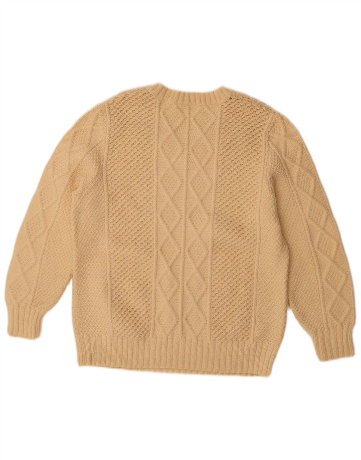 Vintage Damen V-Ausschnitt Pullover Pullover UK 14 Large Beige