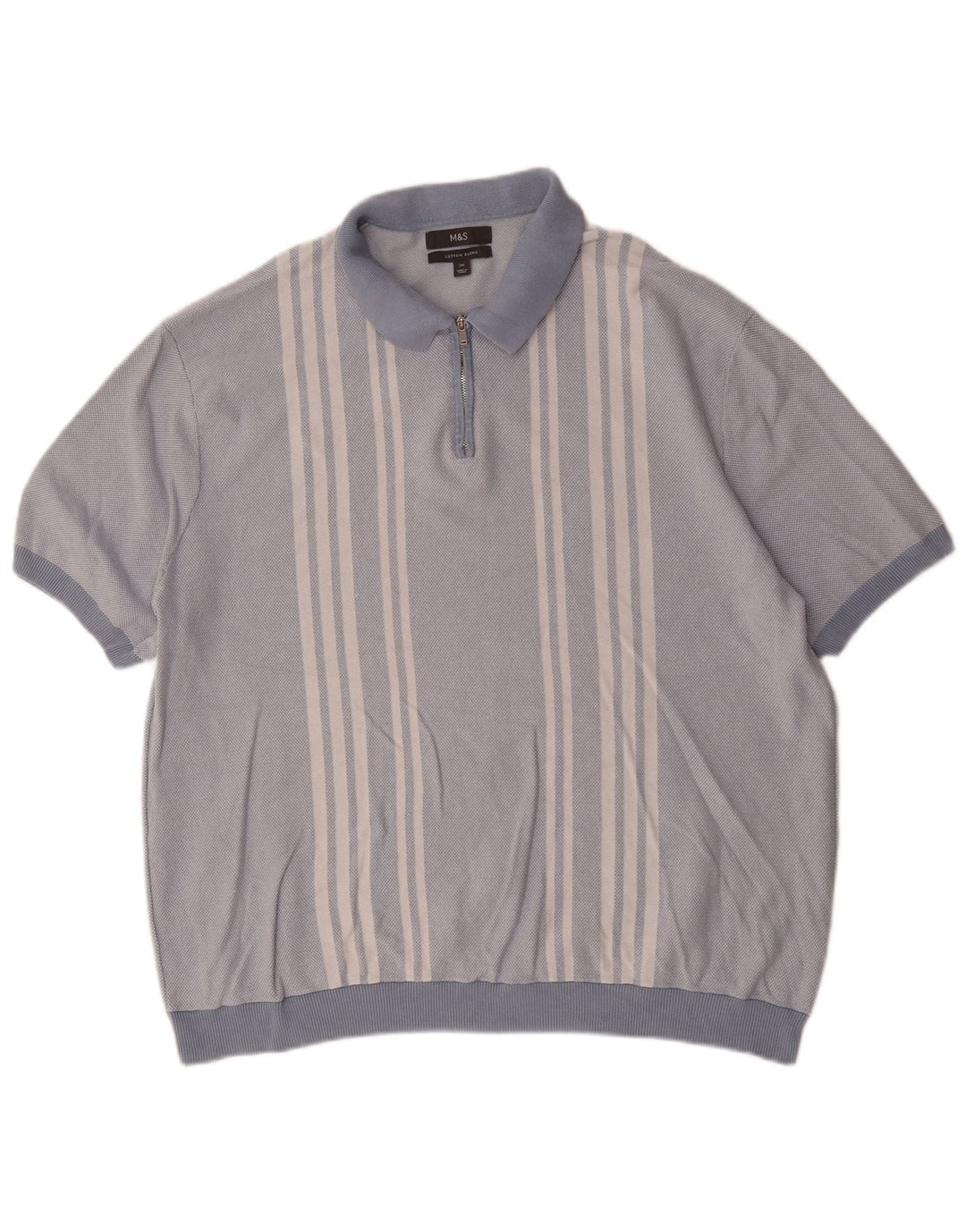 Marks & Spencer Herren-Poloshirt 2XL, blau gestreift, Baumwolle