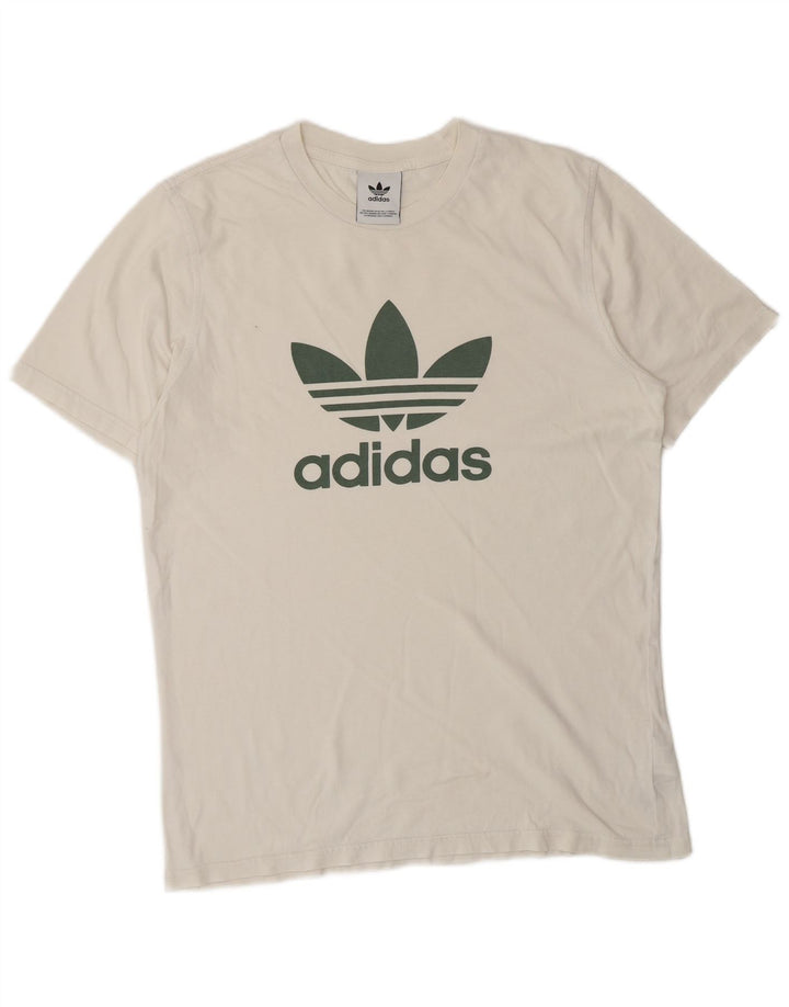 Adidas Herren Grafik-T-Shirt-Oberteil aus mittelweißer Baumwolle