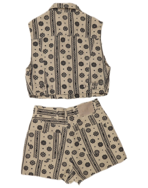 Swish Womens Denim 2 Piece Set UK 12 Medium W26  Off White Paisley Cotton