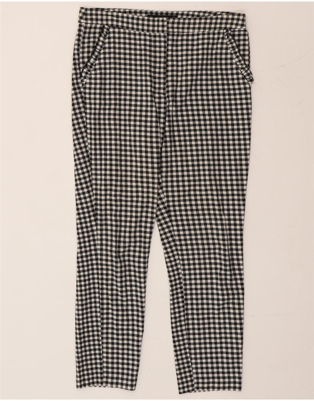 Zara Slim Chino-Hose für Damen, Größe M, W30, L26, Schwarz, Gingham