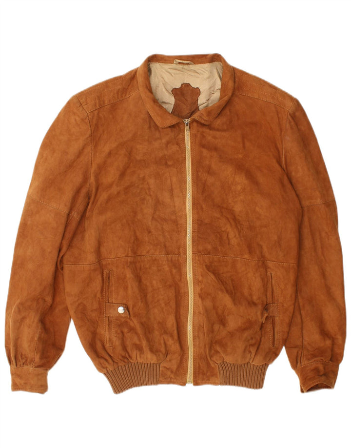 Vintage Herren Wildleder Bomberjacke UK 40 Großes Beige Leder