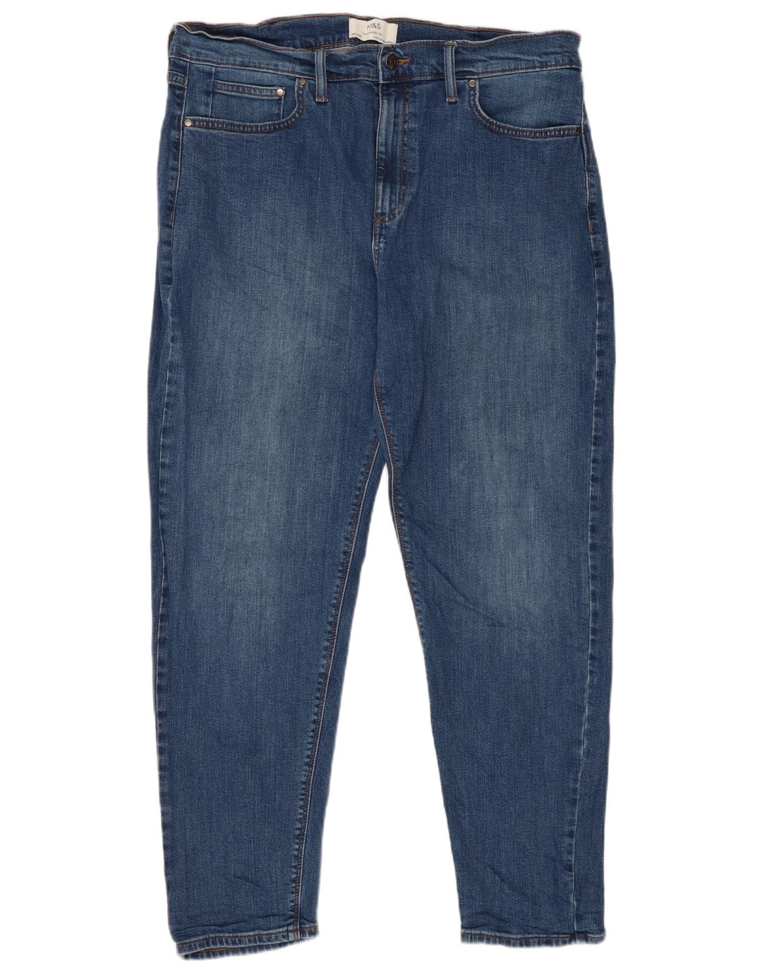 MARKS & SPENCER Herren Tapered Jeans W36 L28 Blaue Baumwolle