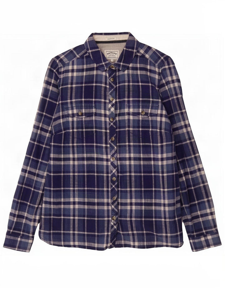 Fat Face Damen-Hemd mit klassischer Passform, UK 12, mittelmarineblau, kariert, Baumwolle