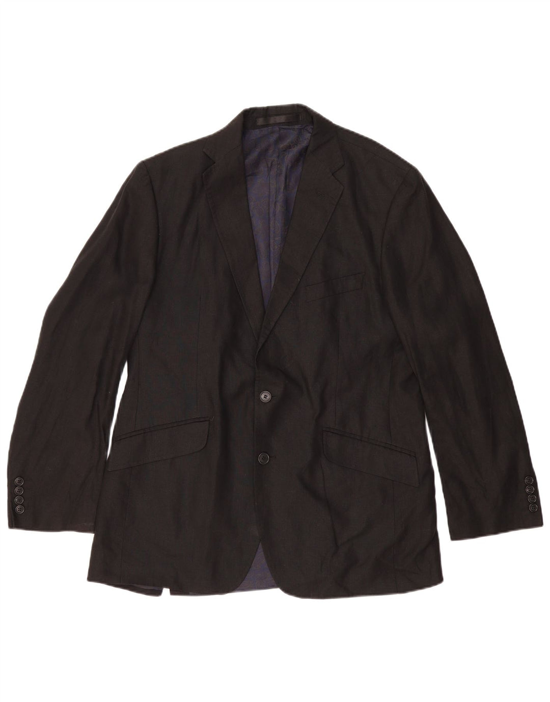 Marks & Spencer Herren-Blazer mit 2 Knöpfen, UK 38, Mittelschwarz, Leinen