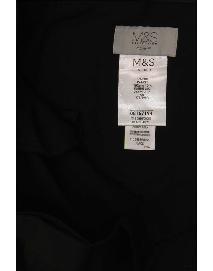 Marks & Spencer Herren-Anzughose in normaler Passform, W40, L29, Schwarz, Polyester