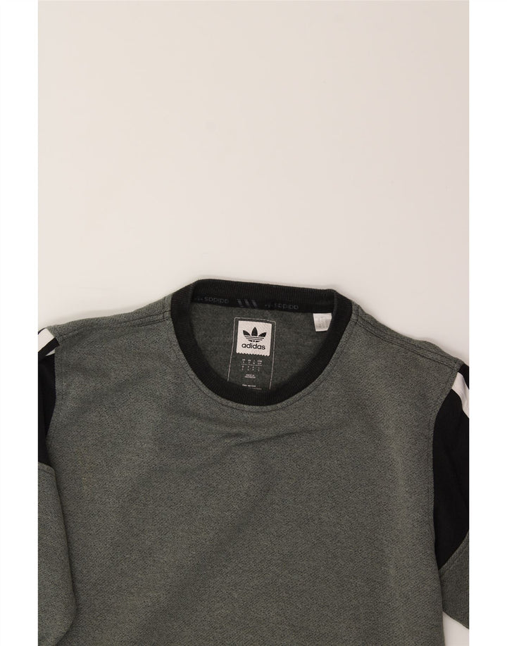 ADIDAS Mens Sweatshirt Jumper Small Grey Colourblock Cotton Vintage Adidas and Second-Hand Adidas from Messina Hembry 
